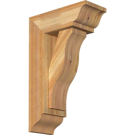 Ekena Millwork Funston Traditional Rough Sawn Bracket w/ Offset Brace, Western Red Cedar, 6"W x 14"D x 22"H BKT0604X14X22FST01RWR